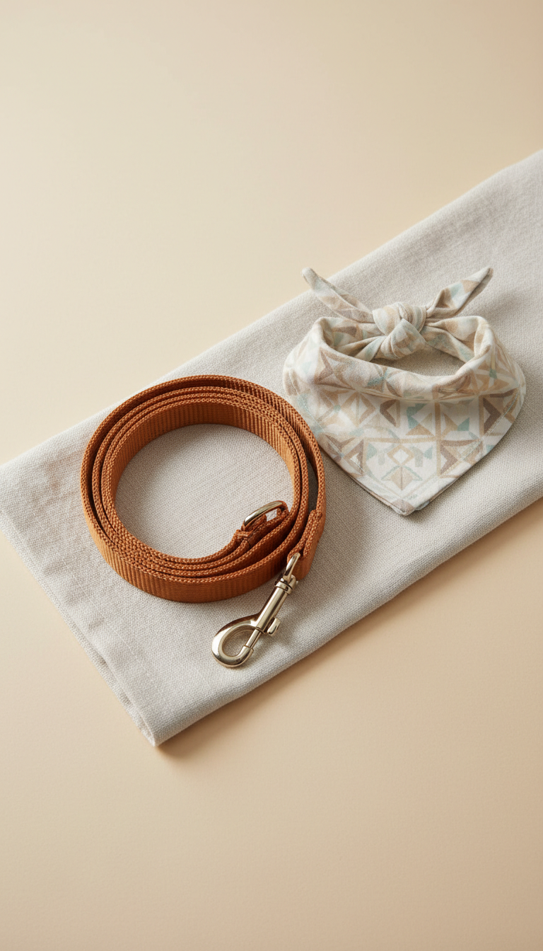 Caramel Nylon Leash and Collar Set