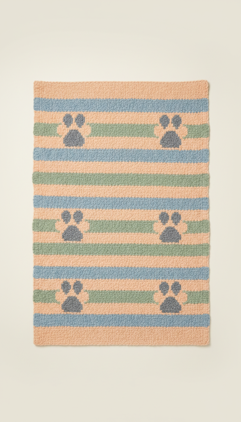 Woven Cotton Dog Rug Soft Apricot & Blue Mist