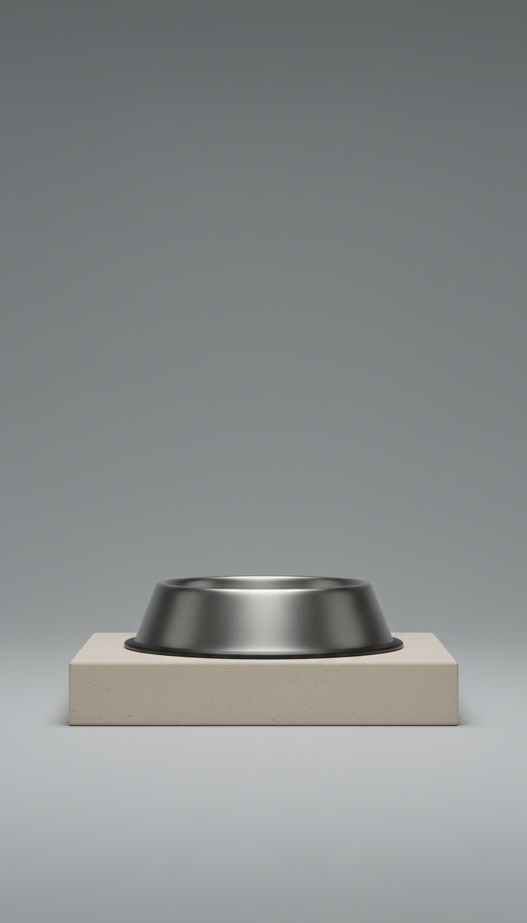 Brushed metal pet food bowl