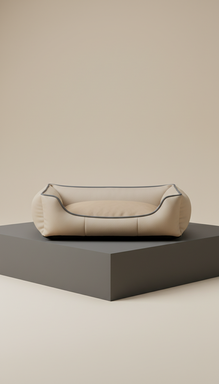 Vegan leather bolster dog bed