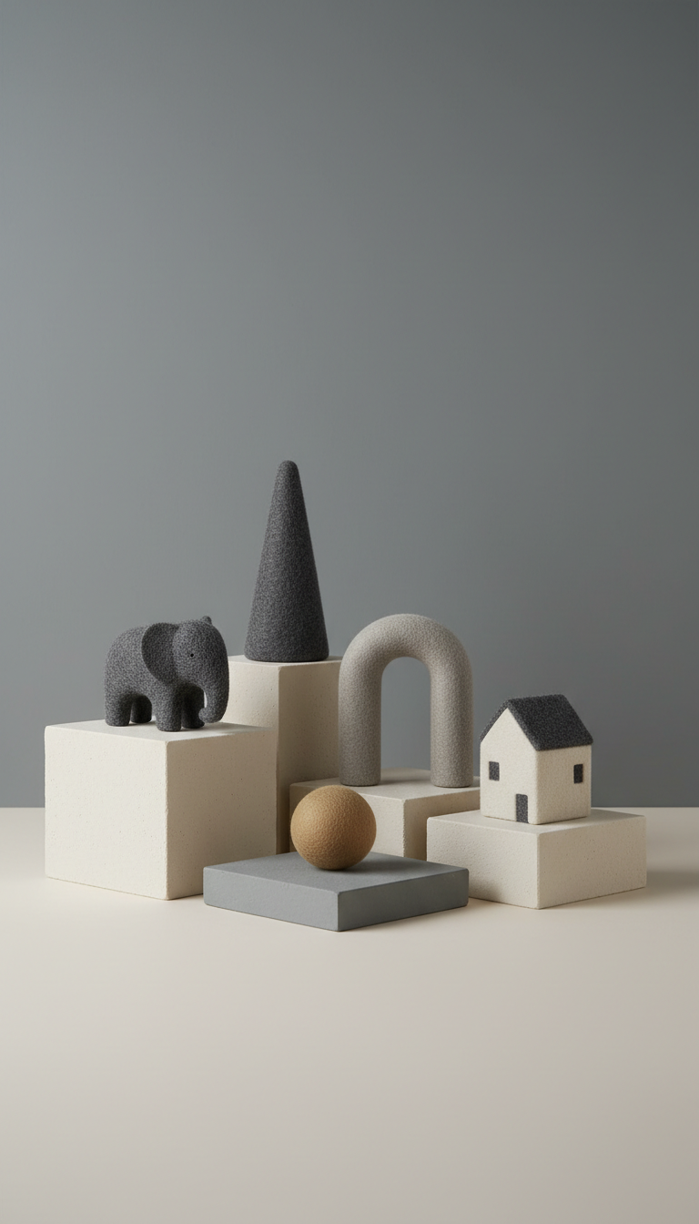 Minimalist wool felt toy set